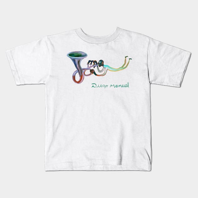 crazy sax 3 Kids T-Shirt by diegomanuel